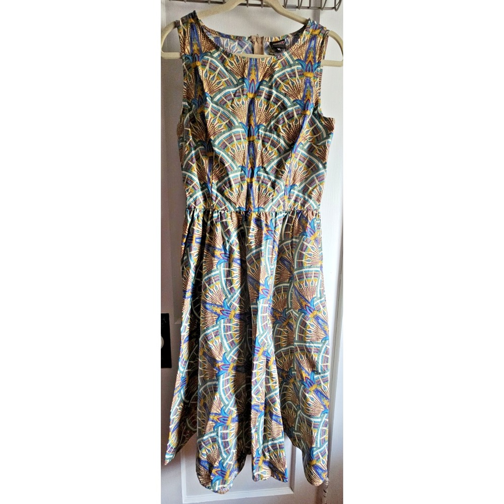 Retrolicious Colorful Patterned Midi Dress